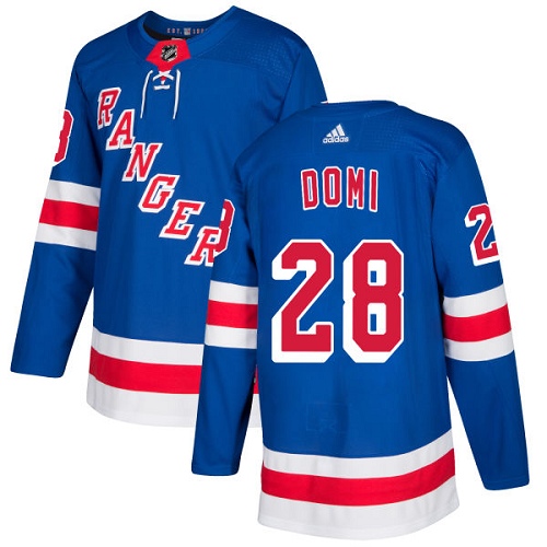 Adidas Men New York Rangers 28 Tie Domi Royal Blue Home Authentic Stitched NHL Jersey